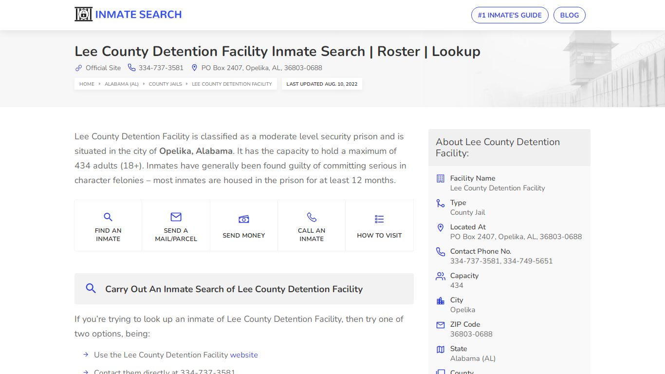Lee County Detention Facility Inmate Search | Roster | Lookup